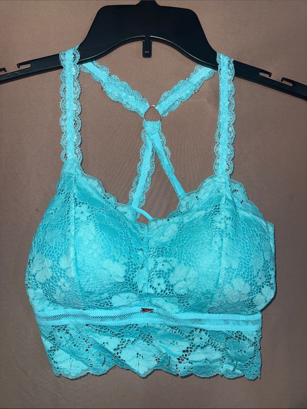 NWT Jady K Women’s S/M Lace Longline Bralette in Aqua Blue w/ Adjustable Straps